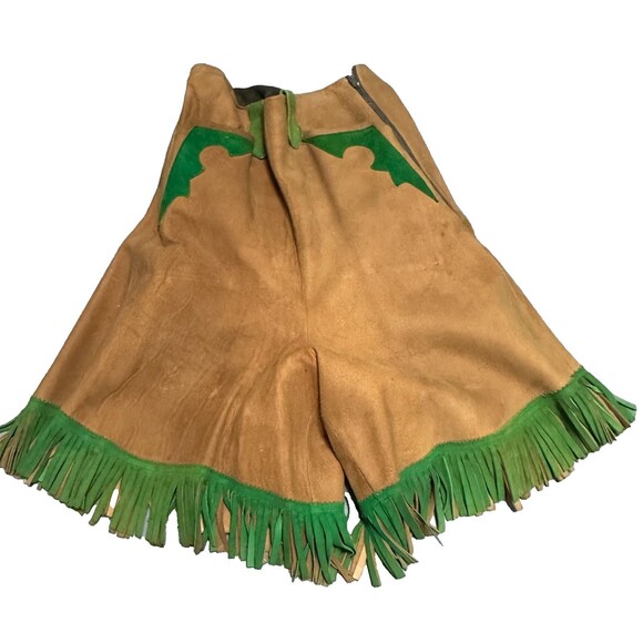 RARE Vintage 1940s Marge Riley Child Fringe Western Set Suede Vest & Culottes - Picture 7 of 16